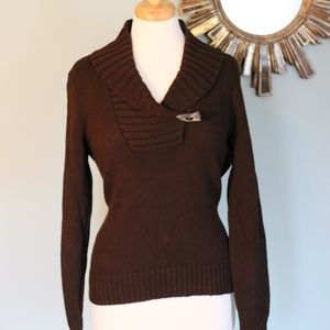 Ralph Lauren brown sweater with horn shaped button